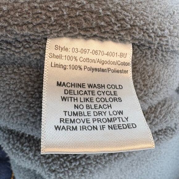 Roper Fleece Lined Dark Wash Mens Workwear Distressed Denim Jacket Sz M - Picture 4 of 4